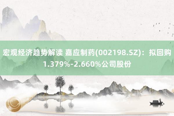 宏观经济趋势解读 嘉应制药(002198.SZ)：拟回购1.379%-2.660%公司股份