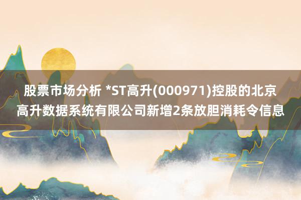 股票市场分析 *ST高升(000971)控股的北京高升数据系统有限公司新增2条放胆消耗令信息