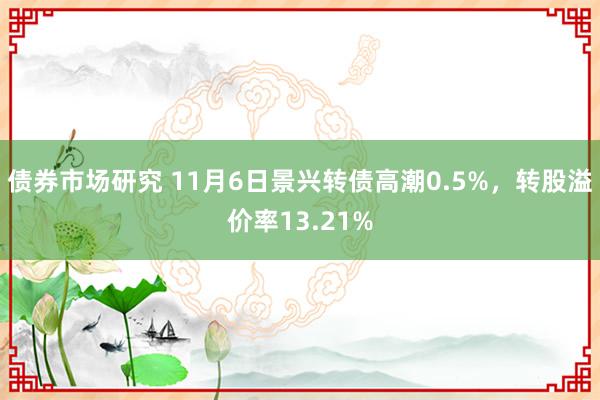 债券市场研究 11月6日景兴转债高潮0.5%，转股溢价率13.21%