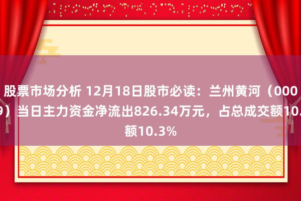 股票市场分析 12月18日股市必读：兰州黄河（000929）当日主力资金净流出826.34万元，占总成交额10.3%