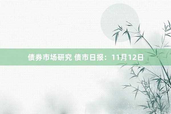 债券市场研究 债市日报：11月12日