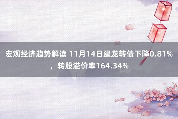 宏观经济趋势解读 11月14日建龙转债下降0.81%，转股溢价率164.34%