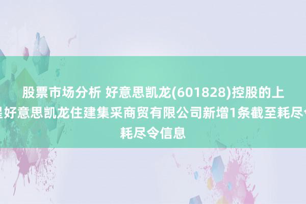 股票市场分析 好意思凯龙(601828)控股的上海红星好意思凯龙住建集采商贸有限公司新增1条截至耗尽令信息