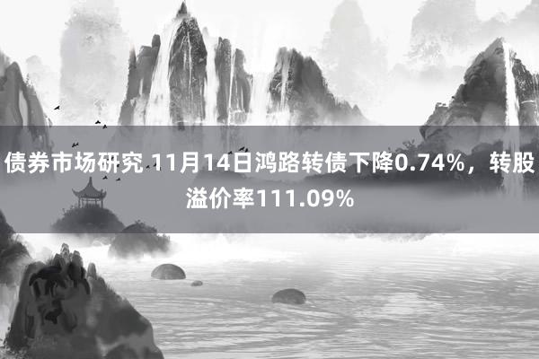 债券市场研究 11月14日鸿路转债下降0.74%，转股溢价率111.09%