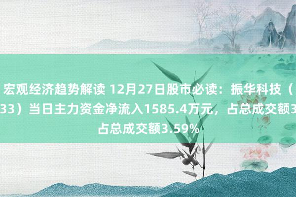 宏观经济趋势解读 12月27日股市必读：振华科技（000733）当日主力资金净流入1585.4万元，占总成交额3.59%