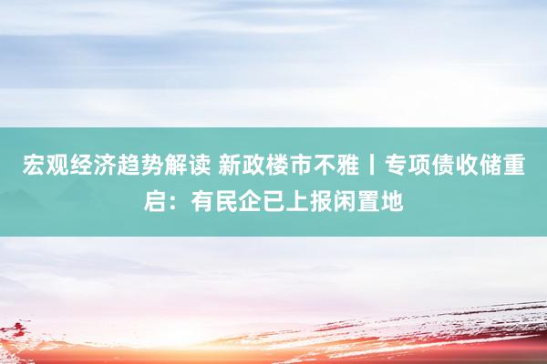 宏观经济趋势解读 新政楼市不雅丨专项债收储重启：有民企已上报闲置地