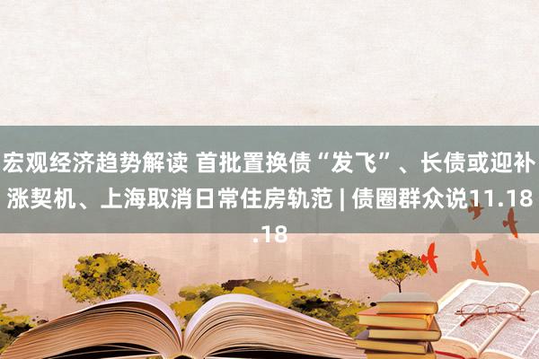 宏观经济趋势解读 首批置换债“发飞”、长债或迎补涨契机、上海取消日常住房轨范 | 债圈群众说11.18