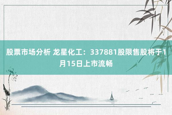 股票市场分析 龙星化工：337881股限售股将于1月15日上市流畅