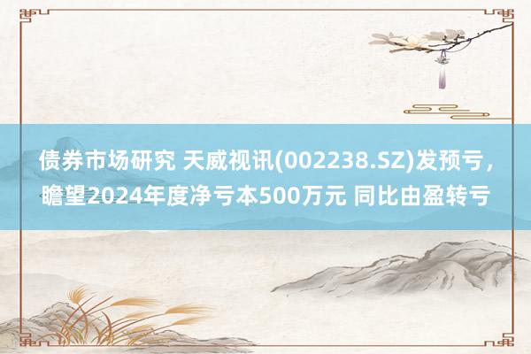 债券市场研究 天威视讯(002238.SZ)发预亏，瞻望2024年度净亏本500万元 同比由盈转亏