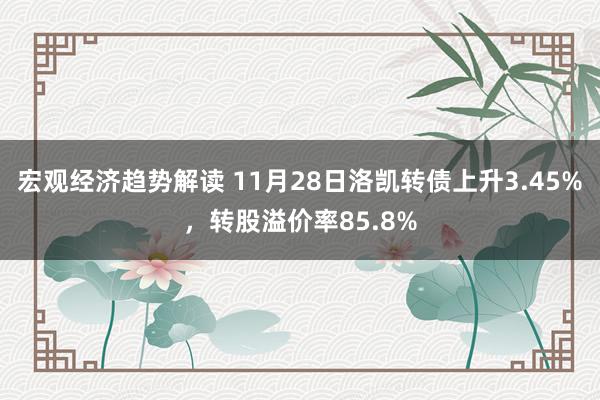 宏观经济趋势解读 11月28日洛凯转债上升3.45%，转股溢价率85.8%