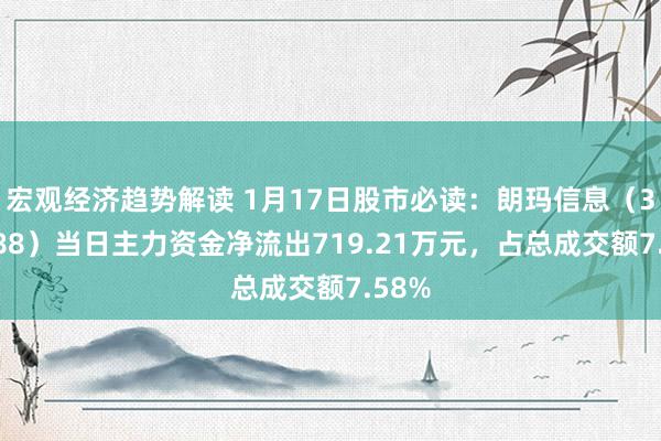 宏观经济趋势解读 1月17日股市必读：朗玛信息（300288）当日主力资金净流出719.21万元，占总成交额7.58%