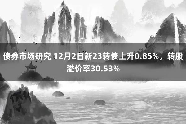 债券市场研究 12月2日新23转债上升0.85%，转股溢价率30.53%