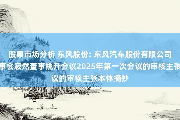 股票市场分析 东风股份: 东风汽车股份有限公司第七届董事会寂然董事挑升会议2025年第一次会议的审核主张本体摘抄