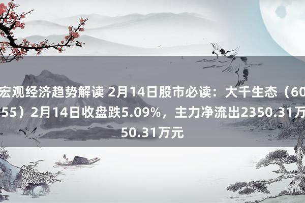 宏观经济趋势解读 2月14日股市必读：大千生态（603955）2月14日收盘跌5.09%，主力净流出2350.31万元