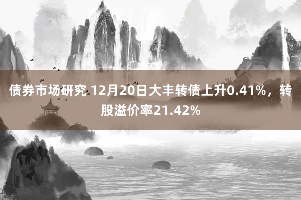 债券市场研究 12月20日大丰转债上升0.41%，转股溢价率21.42%