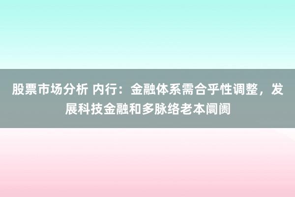 股票市场分析 内行：金融体系需合乎性调整，发展科技金融和多脉络老本阛阓