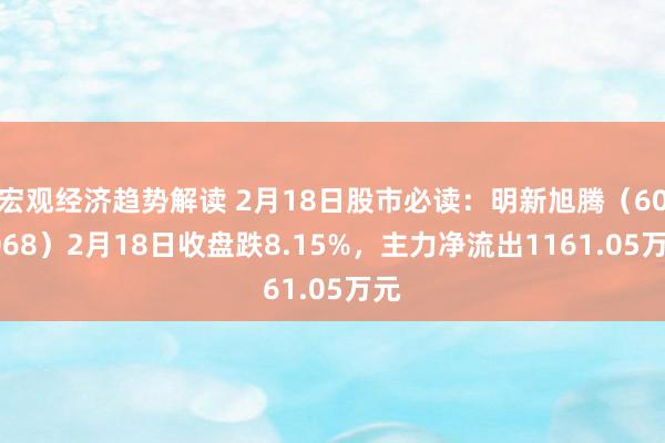 宏观经济趋势解读 2月18日股市必读：明新旭腾（605068）2月18日收盘跌8.15%，主力净流出1161.05万元