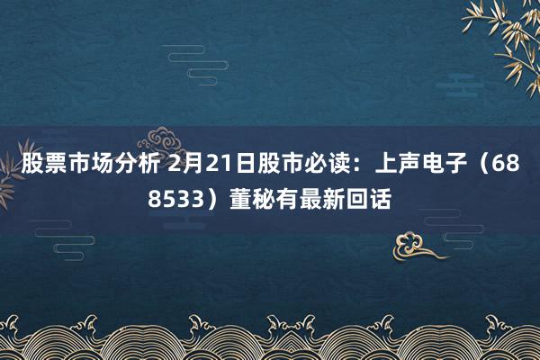 股票市场分析 2月21日股市必读：上声电子（688533）董秘有最新回话