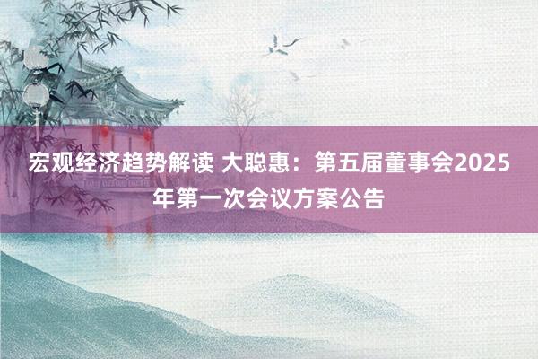 宏观经济趋势解读 大聪惠：第五届董事会2025年第一次会议方案公告