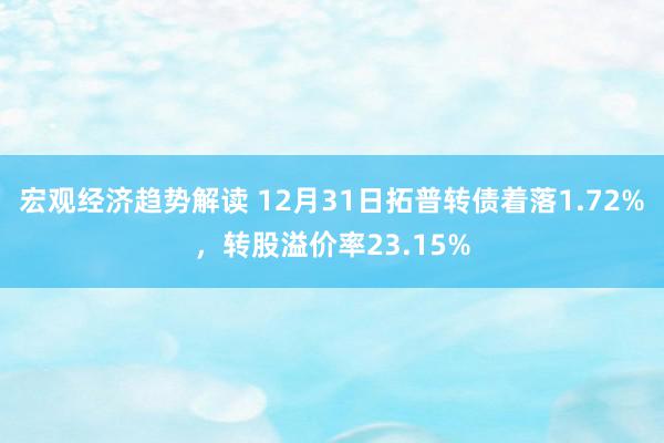 宏观经济趋势解读 12月31日拓普转债着落1.72%，转股溢价率23.15%