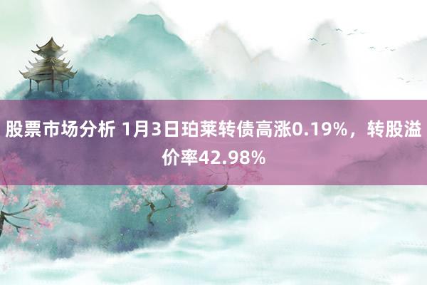 股票市场分析 1月3日珀莱转债高涨0.19%，转股溢价率42.98%