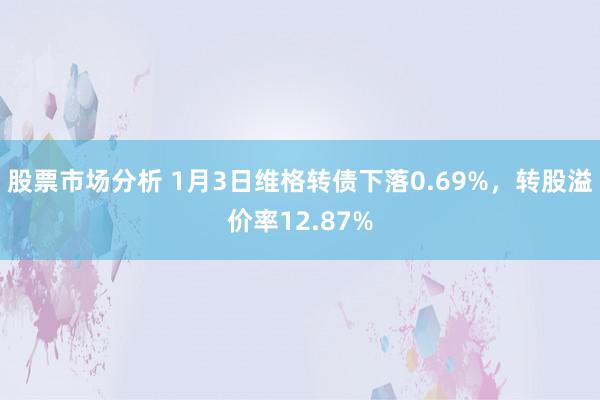 股票市场分析 1月3日维格转债下落0.69%，转股溢价率12.87%