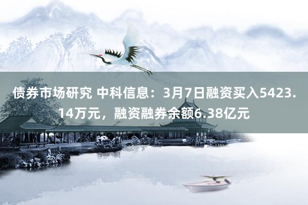 债券市场研究 中科信息：3月7日融资买入5423.14万元，融资融券余额6.38亿元