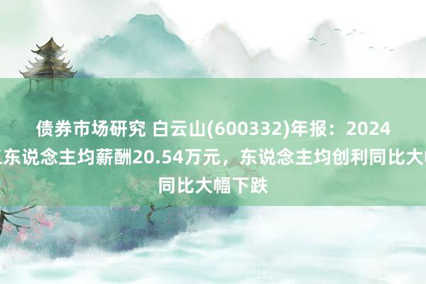 债券市场研究 白云山(600332)年报：2024年职工东说念主均薪酬20.54万元，东说念主均创利同比大幅下跌