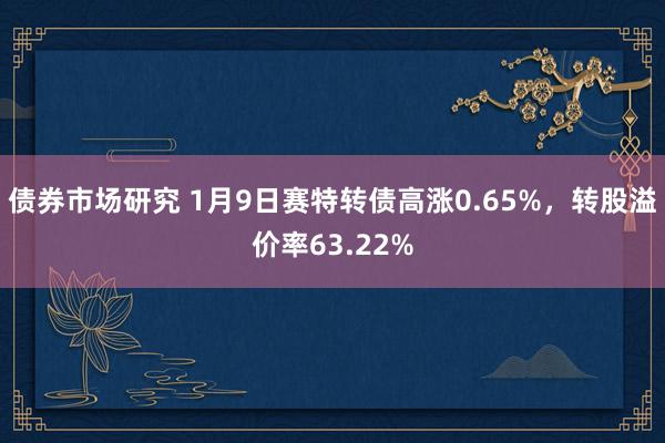 债券市场研究 1月9日赛特转债高涨0.65%，转股溢价率63.22%