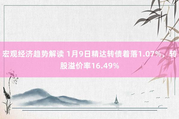 宏观经济趋势解读 1月9日精达转债着落1.07%，转股溢价率16.49%