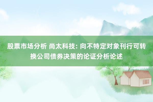 股票市场分析 尚太科技: 向不特定对象刊行可转换公司债券决策的论证分析论述