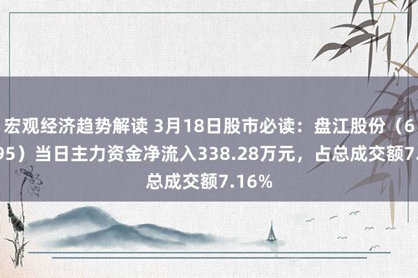 宏观经济趋势解读 3月18日股市必读：盘江股份（600395）当日主力资金净流入338.28万元，占总成交额7.16%